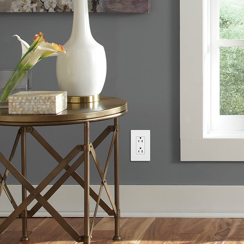 CAR-15-WH Electrical Outlet, 15A Claro Decorator Receptacle - White