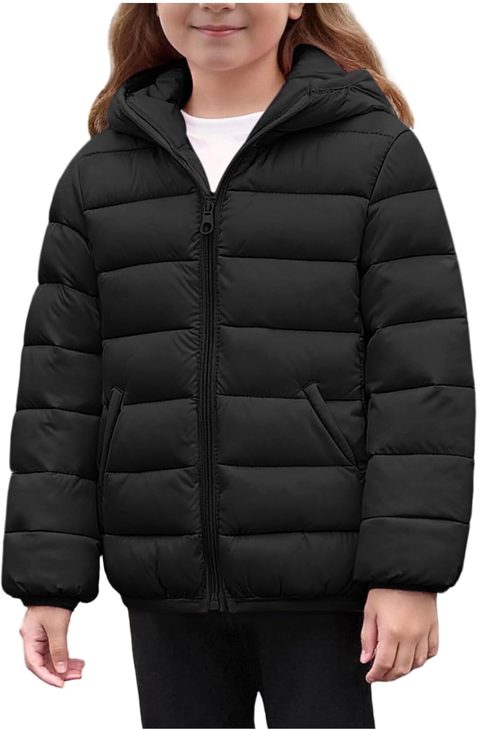Kids Winter Coat Warm Soft Packable Lightweight Puffer Jacket With Hood Zip Up Baggy Kids Clothes Down Outerwear 4-14