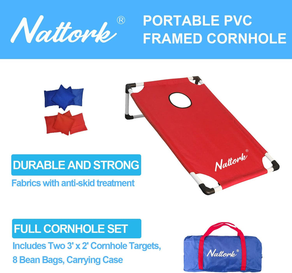 Portable Cornhole Set with 2 Collapsible Cornhole Boards, 8 Cornhole Bean Bags and Carrying Case for Yard Toss Game