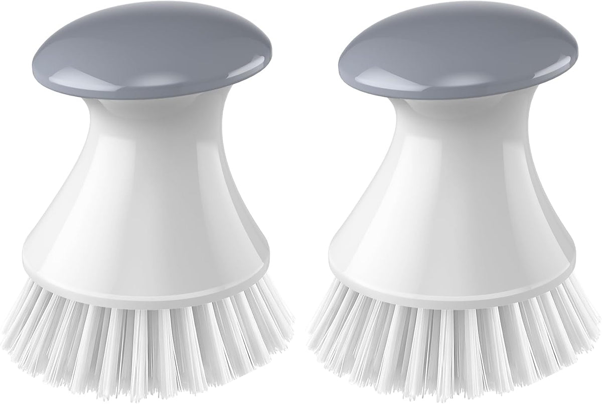 Dish Scrub Brush,2 Pack Kitchen Scrub Brush for Dishes Grey White