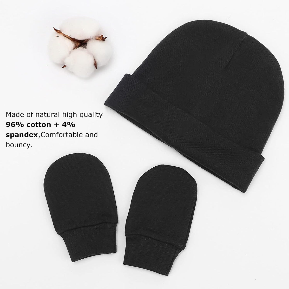 Newborn Baby Hats and Mittens Set Infant Beanie Cap Toddler Gloves Newborn Hospital Hats for Baby Boys Girls Kid 0-6