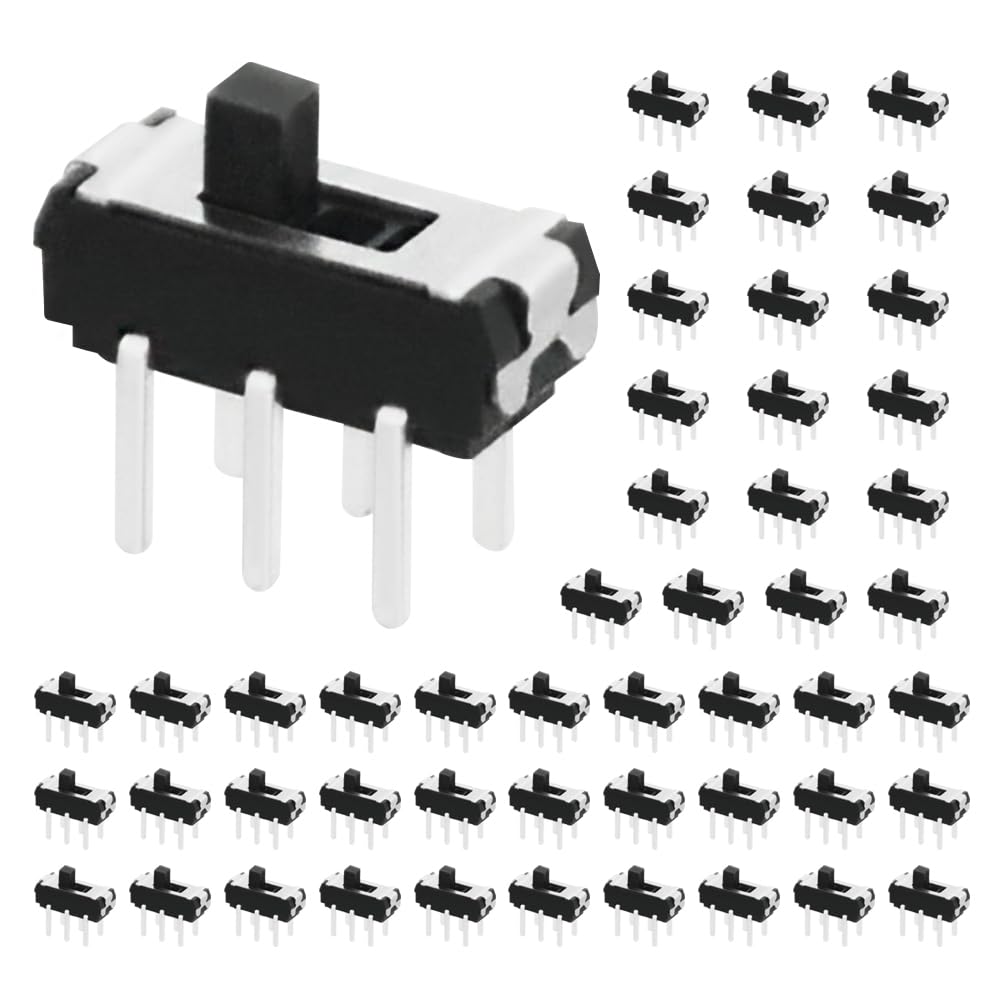 WMYCONGCONG 50 Pcs 6 Pin 2 Position DPDT Vertical Micro Slide Switch for for DIY Electronics Project