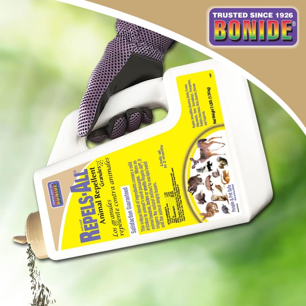 Repels-All Animal Repellent Granules, 3 lbs. Ready-to-Use Deer & Rabbit Repellent, Deter Pests from Lawn & Garden |