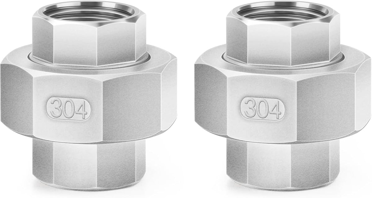 ChillWaves 304 Stainless Steel Cast Pipe Fitting, Union，1" NPT Female Thread Adapter(2-PACK)