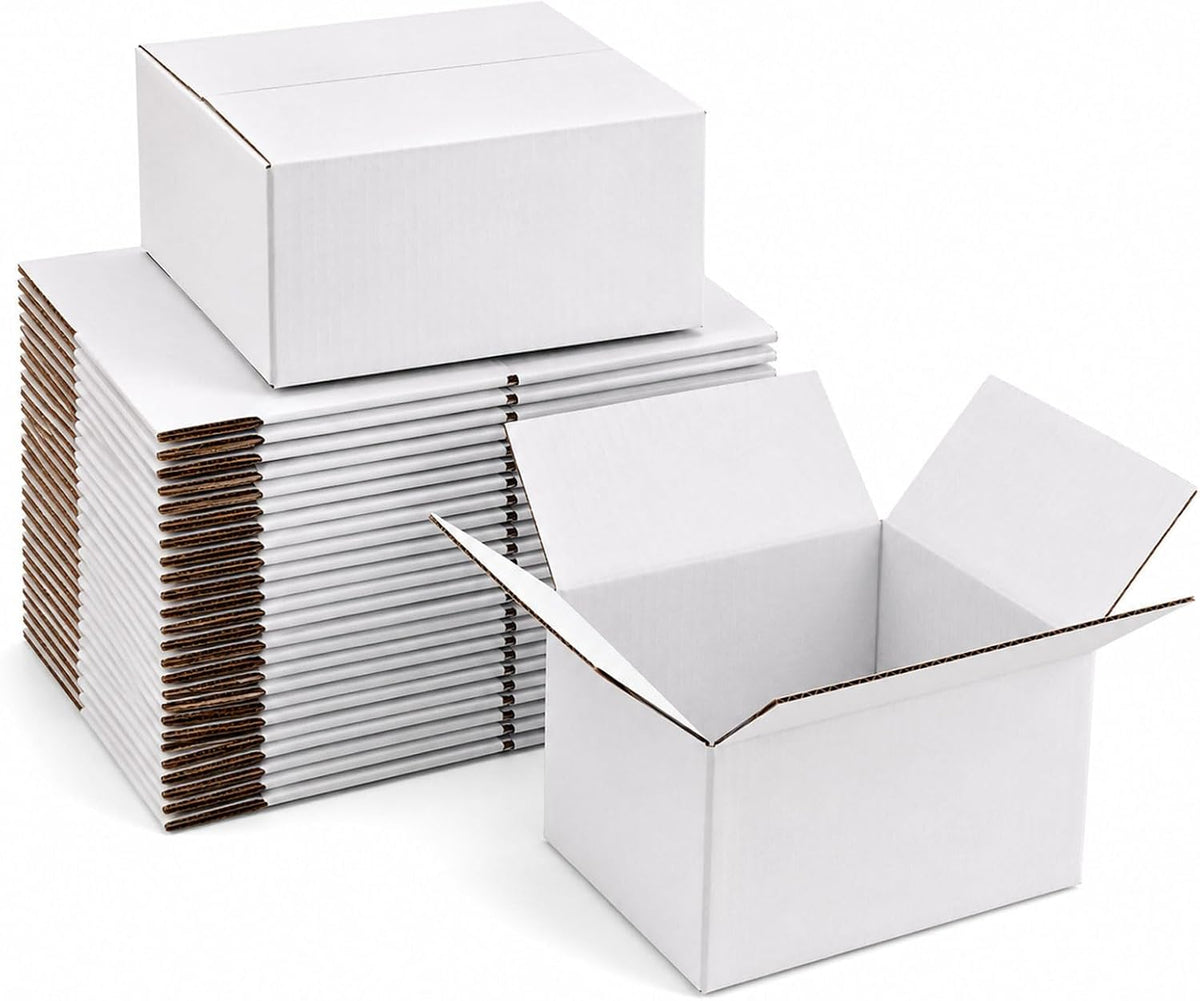 9x9x6 White Shipping Boxes, 25 Pack