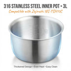 316 Stainless Rice Cooker Inner Pot Compatible with Zojirushi NS-TSH10C