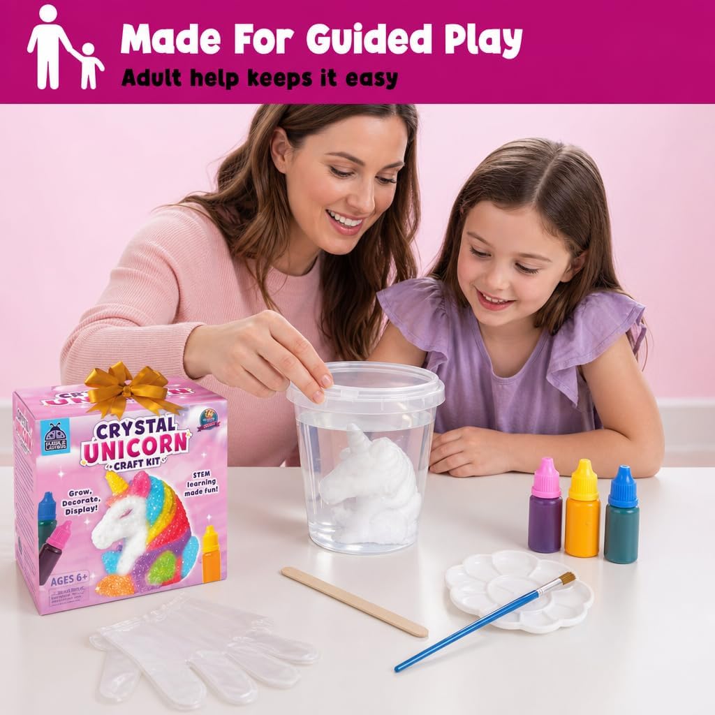 Crystal Growing Kit STEM Project for Kids Ages 8-12, Crystal Making Experiment for Girls, Grow Your Unicorn Crystal