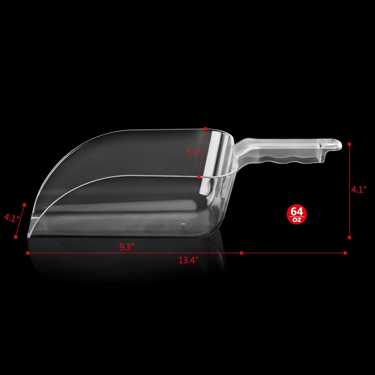 Polycarbonate Plastic Utility Ice Scoop, Clear, 64 oz