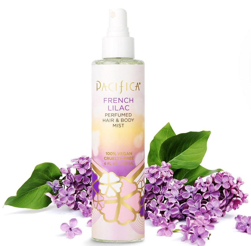 French Lilac Hair & Body Mist – Clean Vegan Floral Hair Perfume Spray for Women, Fresh-Cut Lilac, Magnolia &