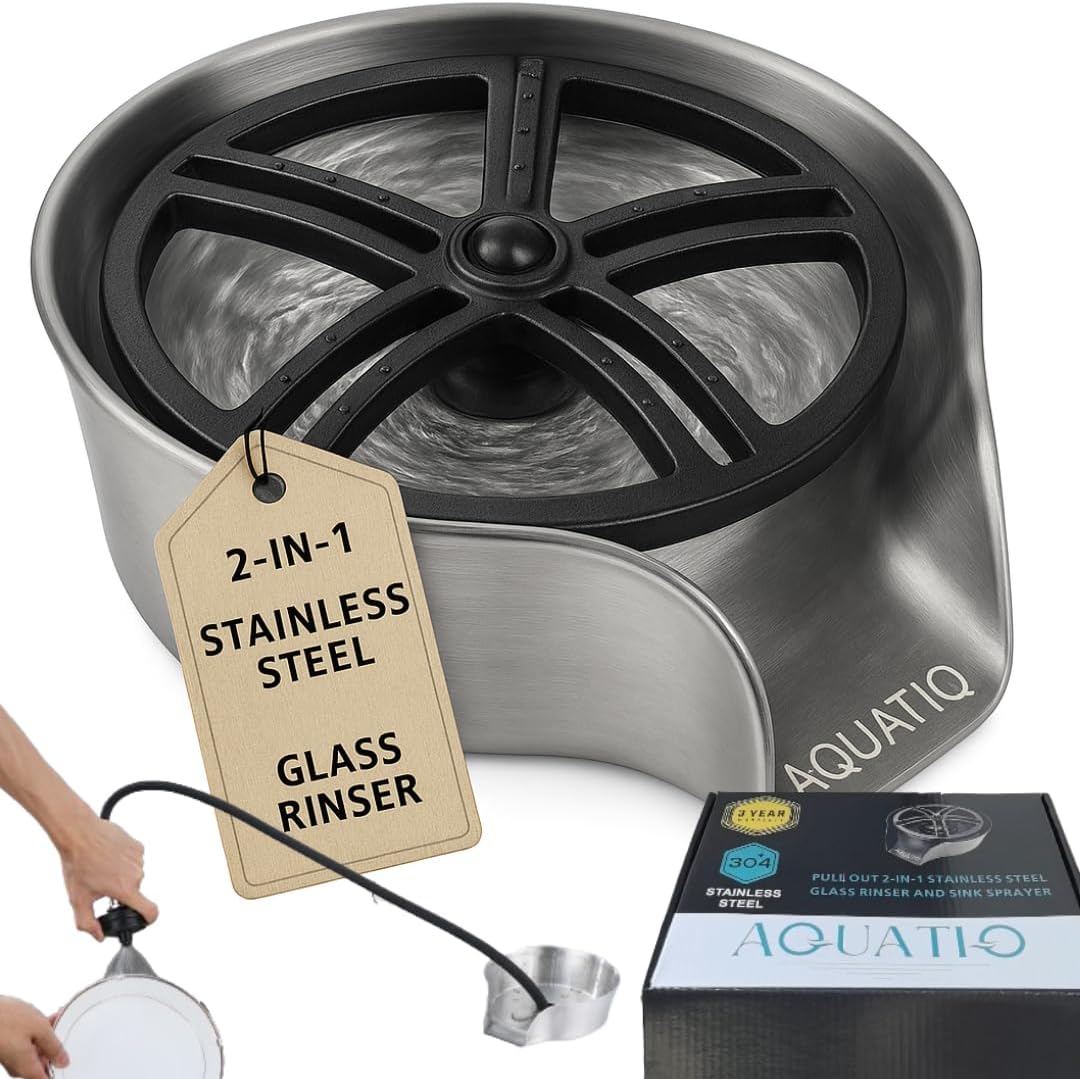 2 in1 Glass Rinser for Kitchen Sink, Stainless Steel Cup Cleaner