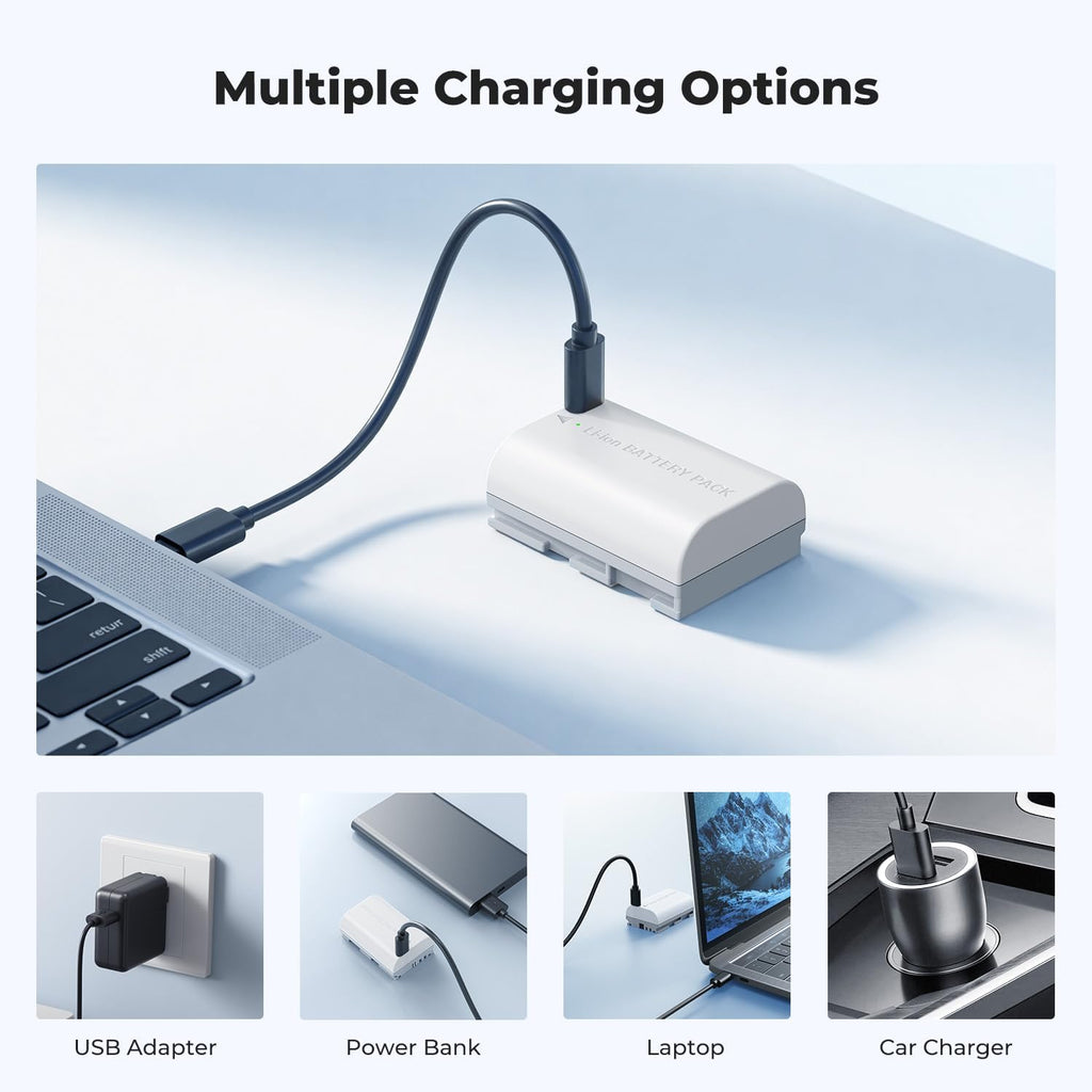 LP-E6P Battery, 2-Pack 2520mAh USB-C R6 Mark III Battery Compatible with Canon EOS R5 Mark II, C50 R6V R6 R7 5D 5DS R