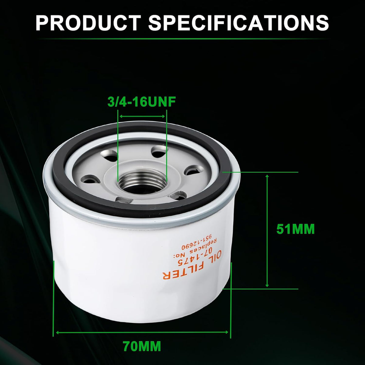 951-12690 751-12690 Oil Filter for MTD 4P90HU 4P90HUA 4P90HUB 4P90JHA 4P90JT 4P90JU MTD XT1 XT2 Craftsman LT1500 T1000 R1000 TB30R Mower