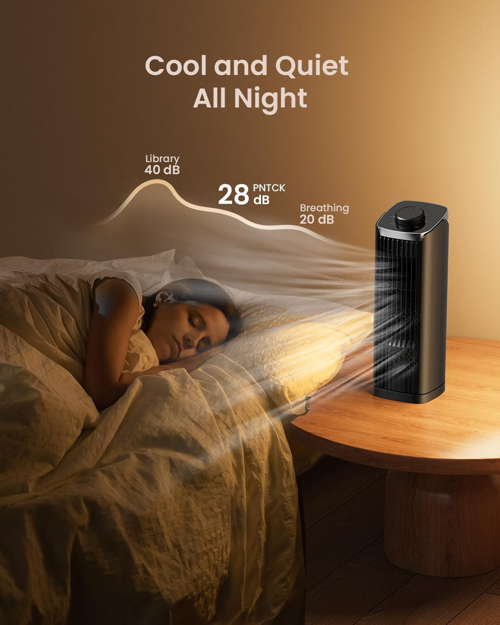 Tower Fan for Bedroom, 13.1'' Quiet Desk Fan with 23ft/s, 3 Speeds, 70° Oscillating Fans with Knob Control, Portable