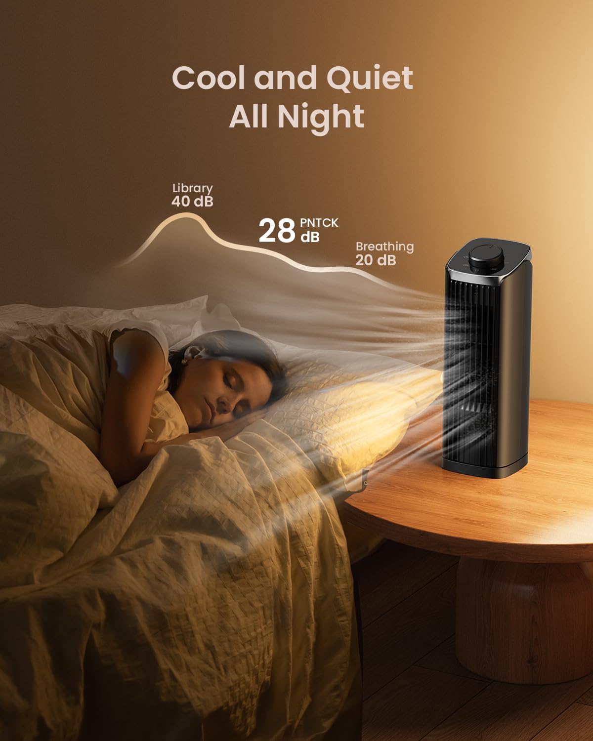 Tower Fan for Bedroom, 13.1'' Quiet Desk Fan with 23ft/s, 3 Speeds, 70° Oscillating Fans with Knob Control, Portable