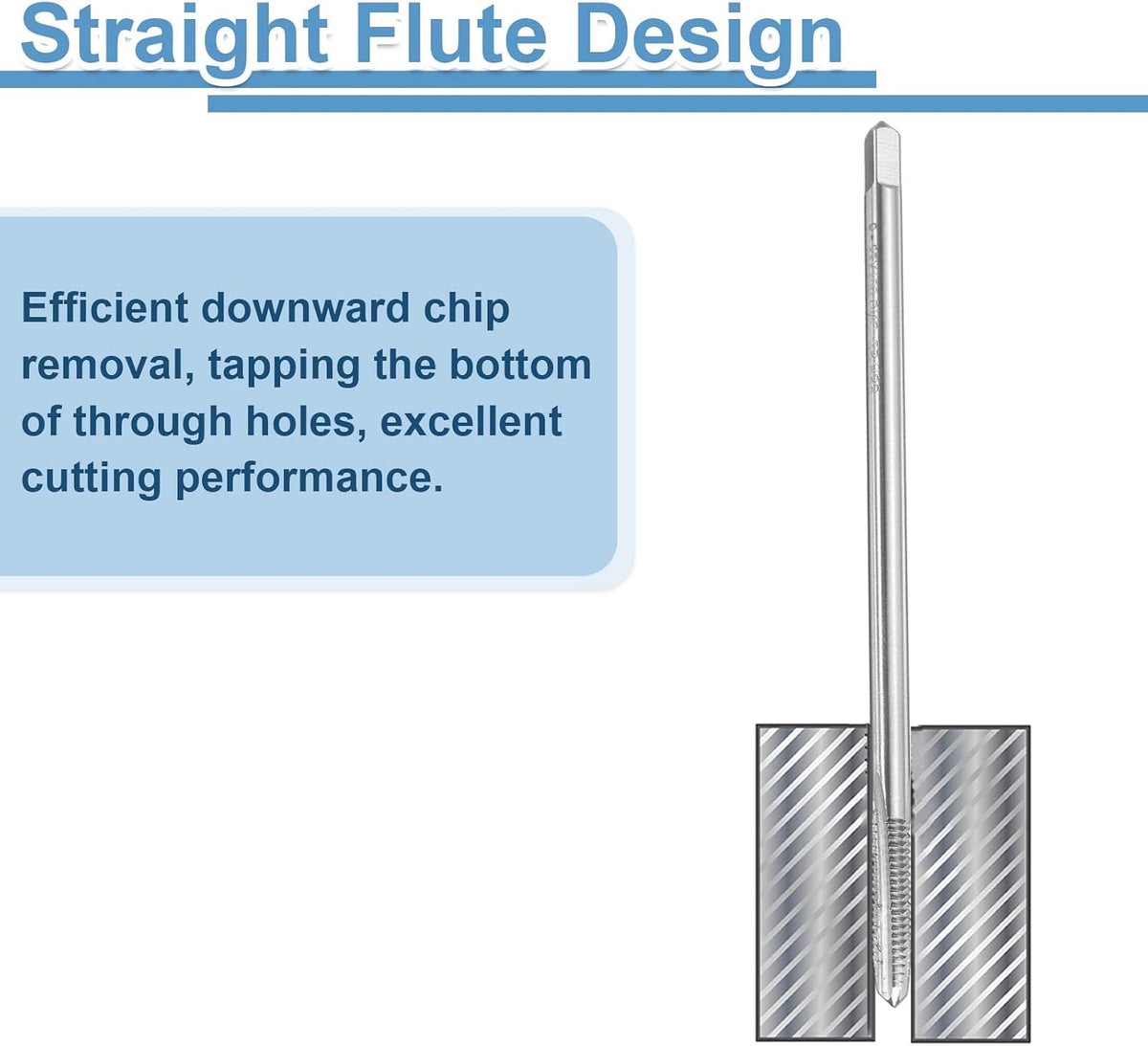 uxcell 2pcs Straight Flute Screw Taps 8-32 UNC 2B Thread 4" Extra Long HSS6542 Machine Threading Milling Tap Tapping Tools