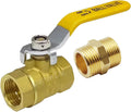 Uenede Brass 1/2 inch NPT Ball Valve and Nipple 600 WOG, 1PCS
