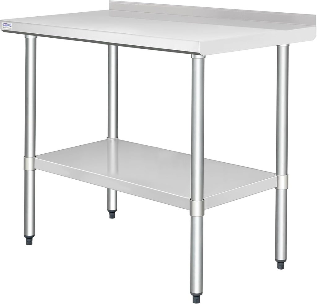 HARDURA Stainless Steel Table with Backsplash 24x48 Inches