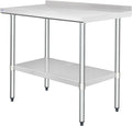 HARDURA Stainless Steel Table with Backsplash 24x48 Inches