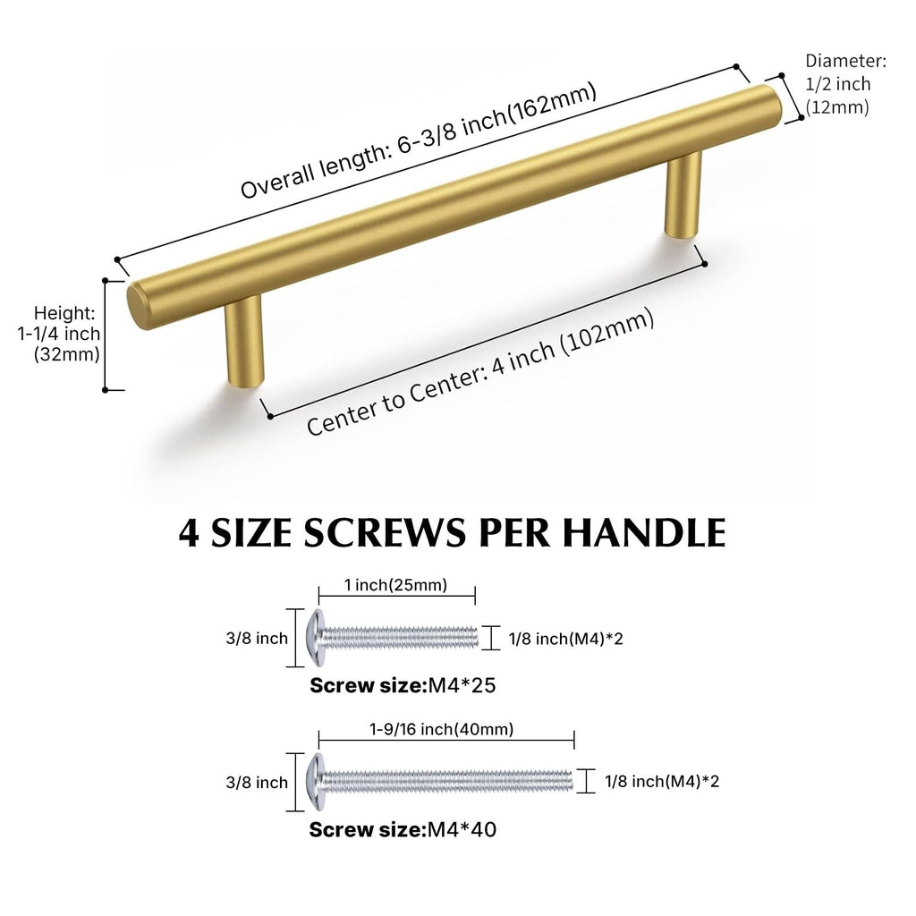 60 Pack 4in Gold Cabinet Handles for Kitchen Cabinet Handles