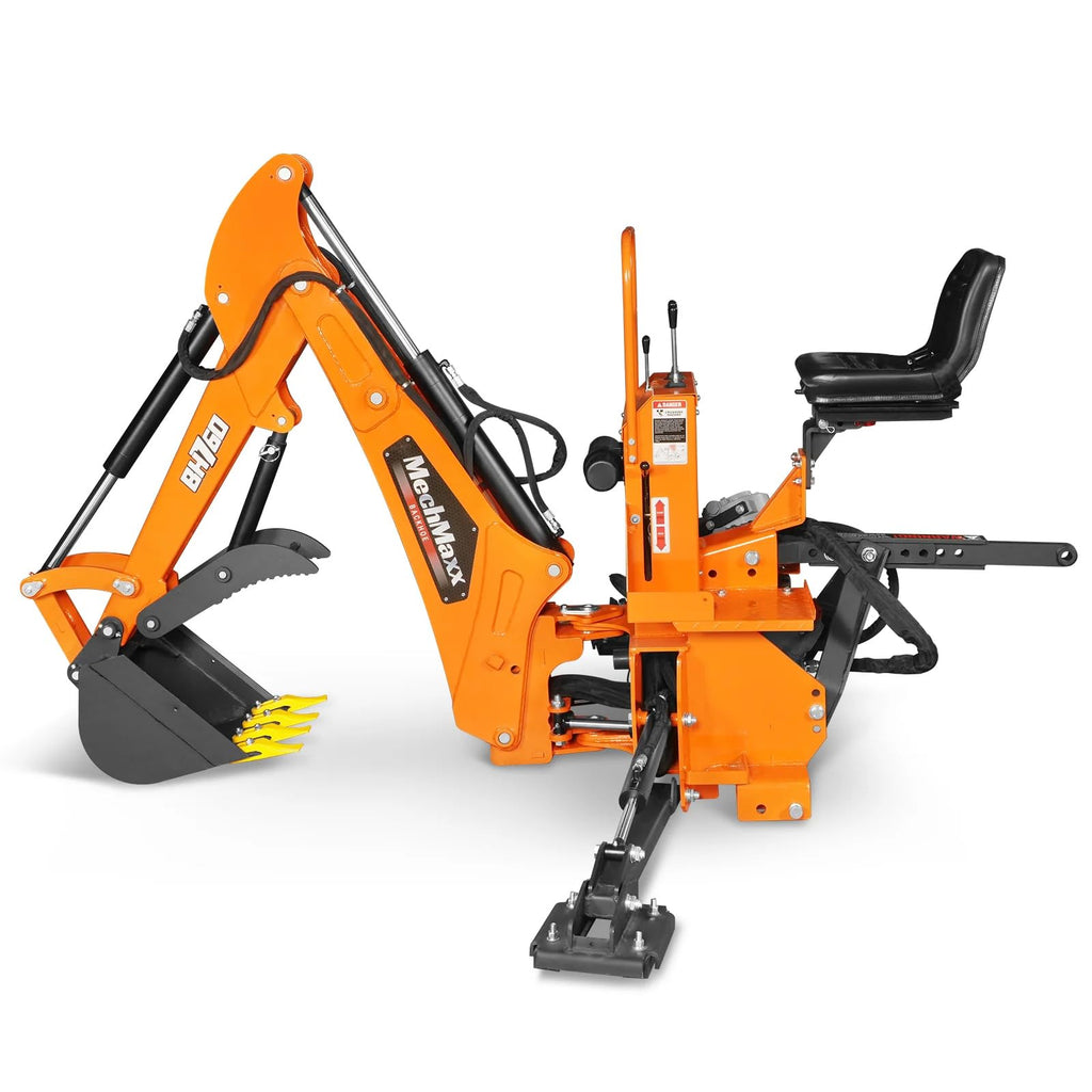 8' Tractor Backhoe Attachment with Mechanical Thumb, 15" Bucket, ISO/SAE Switchable Controls, Self-Contained