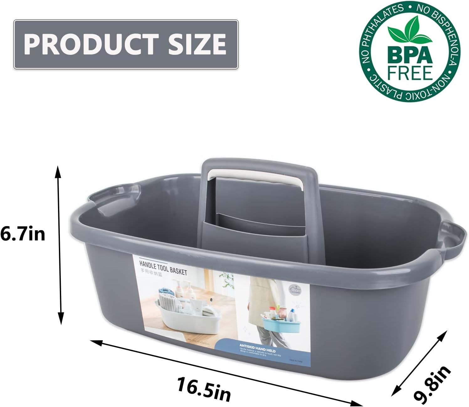 Large Cleaning Supplies Caddy Portable Shower Basket Supply Organizer with Handle Plastic Bucket Tool Storage for