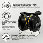 Neckband Ear Muffs, SNR 30dB Hearing Protection, Black