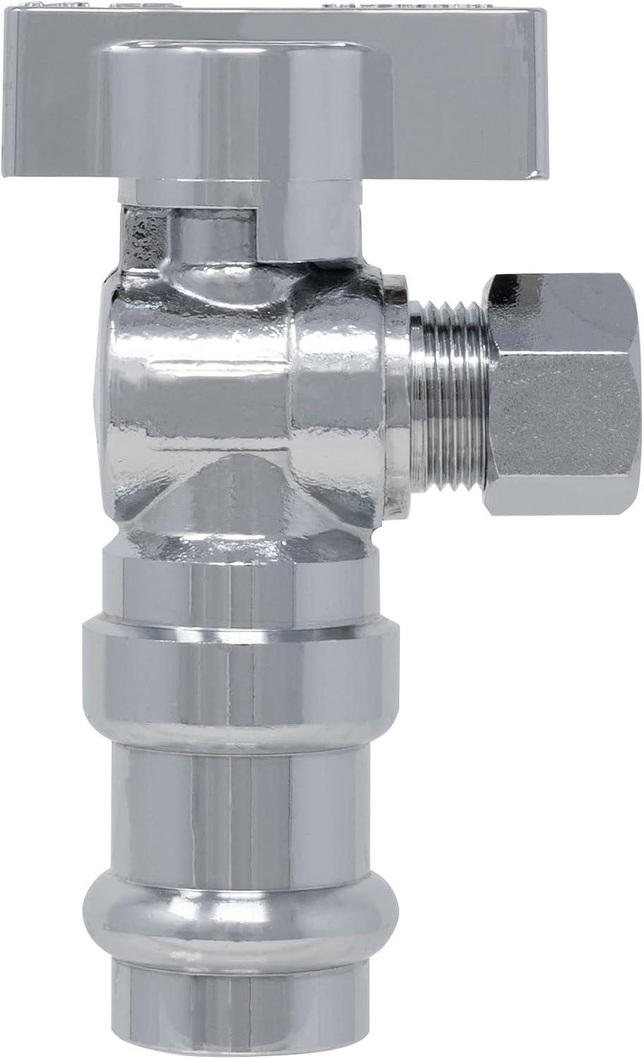 Angle Stop Valve, 1/2" Press x 3/8" COMP, 5 Pack