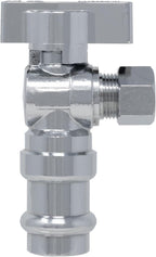 Angle Stop Valve, 1/2" Press x 3/8" COMP, 5 Pack