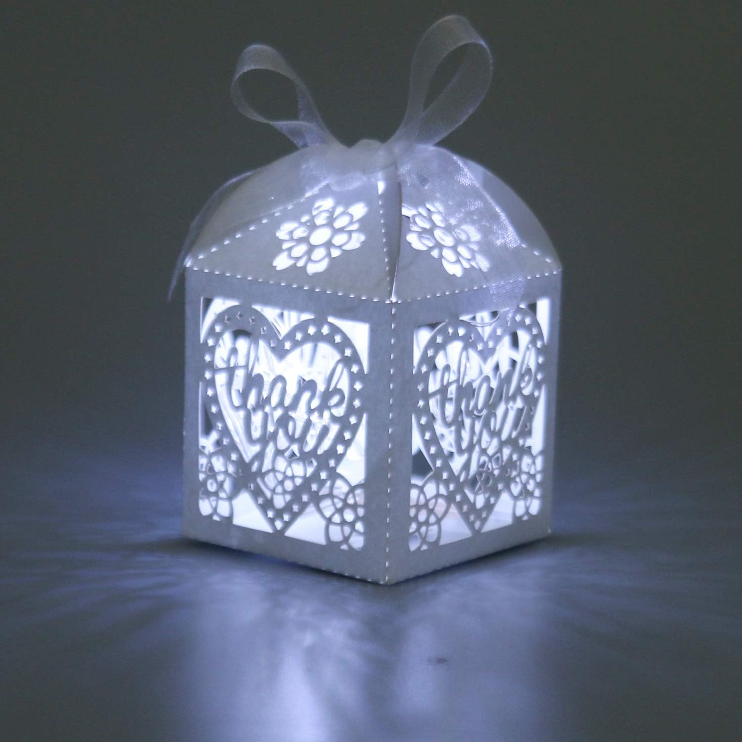 Laser Cut Boxes, 100pcs Thank You Gift Boxes Wedding Party Favor Boxes Lace Candy Boxes for Wedding Bridal Shower