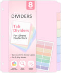 Large Binder Dividers,Tabs Viewable Beyond Sheet Protectors,8-Tab,1sets,Durable Plastic Dividers for 3 Ring Binder