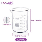 2pcs 1000ml Upgrated Thick Glass Beakers, Griffin Low Form Beaker Set with Double Scale, 3.3 Boro, LVA014