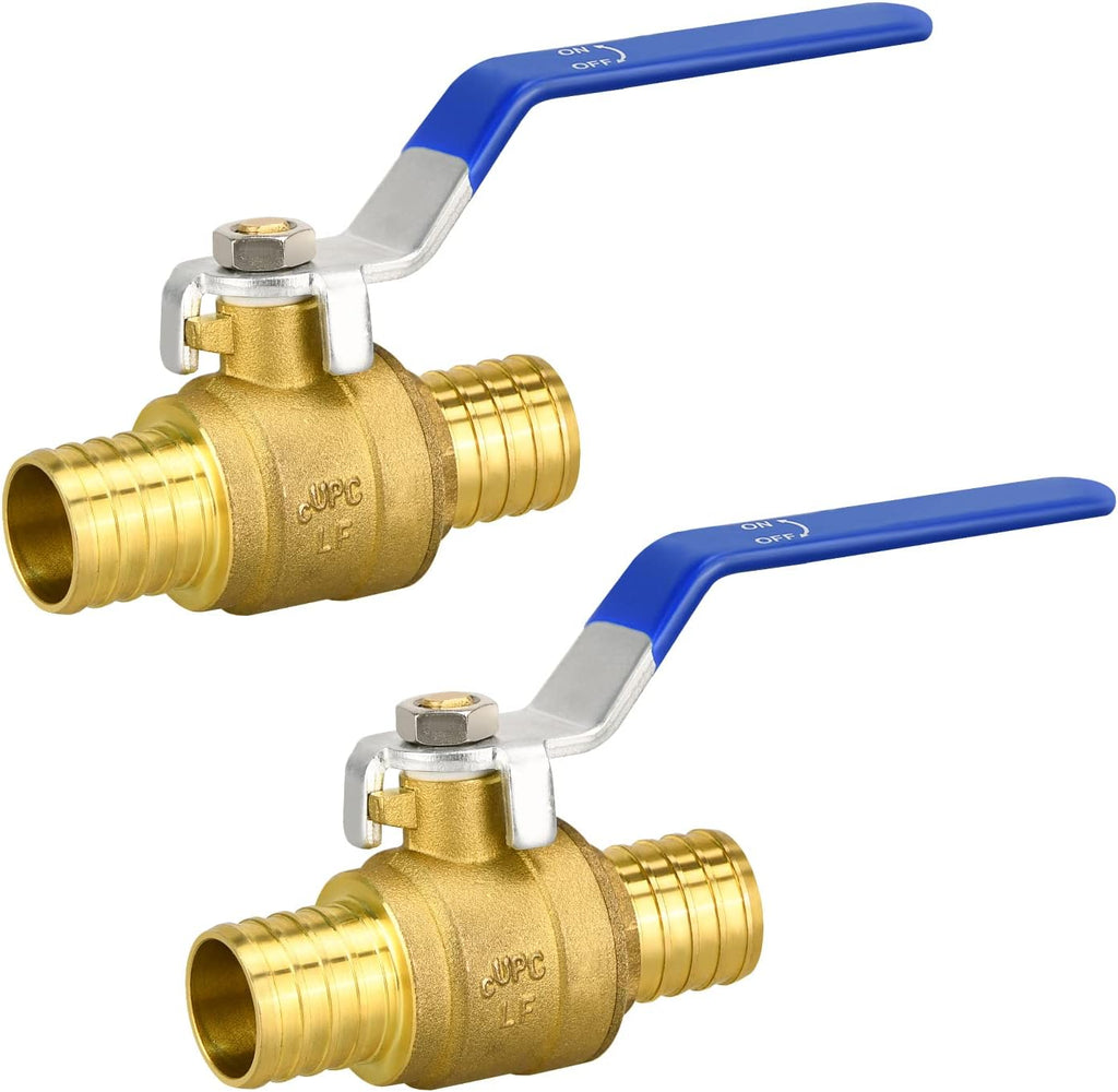 2 Pack 1" PEX Ball Valves, Brass Full Port Shut Off Valve