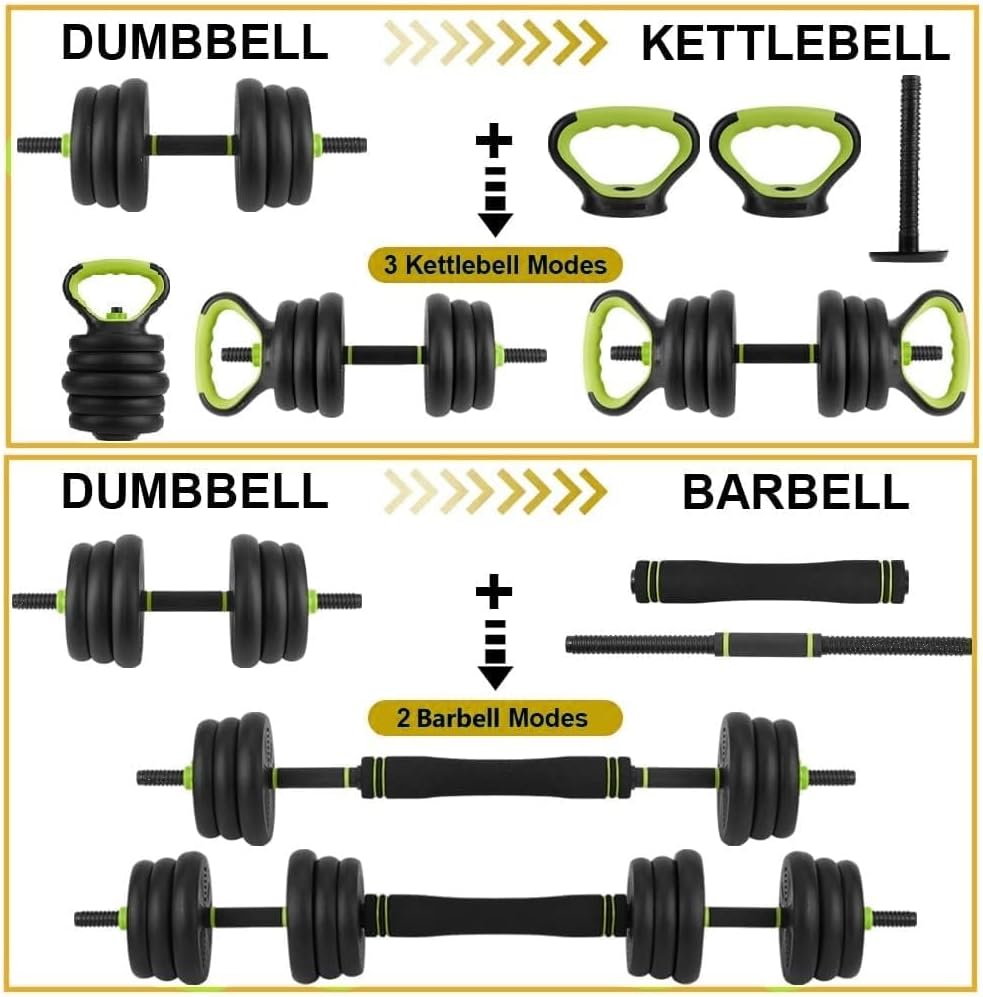 4-in-1 Adjustable Dumbbell Set, 30/44/66/88 Lbs Free Weights Set with Connector, Fitness Exercise Equipment Used As
