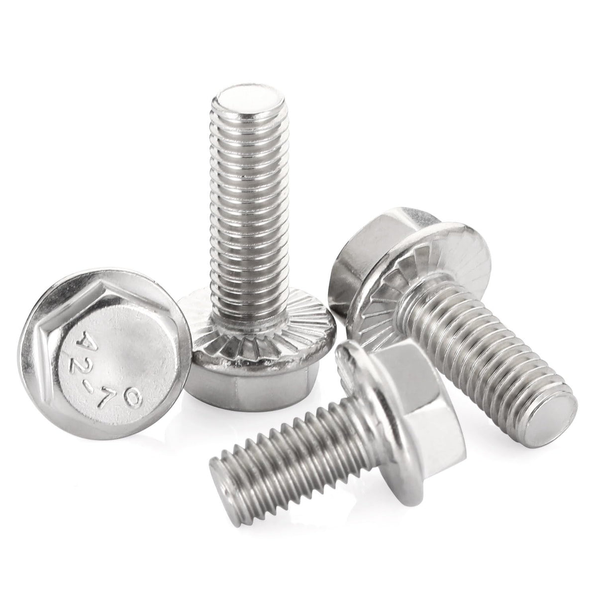 3/8-16 x 1 Flange Hex Head Bolts, Stainless Steel 304, Fully Threaded, 10 PCS