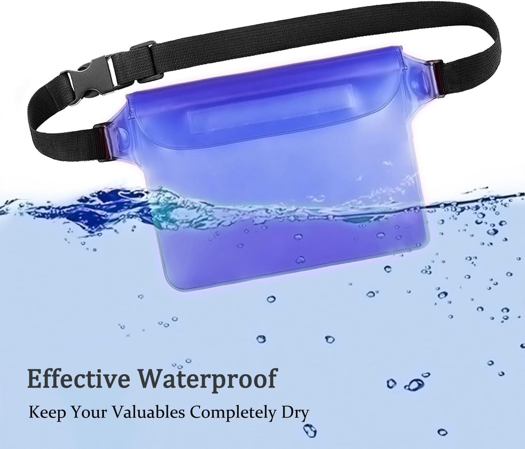 2-Pack Waterproof Pouch with Adjustable Waist Strap | Screen Touch Sensitive Dry Bag, Keep Your Phone and Valuables