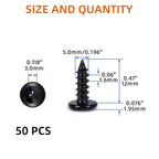 M5 x 12mm Flat Head Socket Cap Self Tapping Screws, 304 Stainless Steel, Hex Drive, Black Finish, 50 PCS
