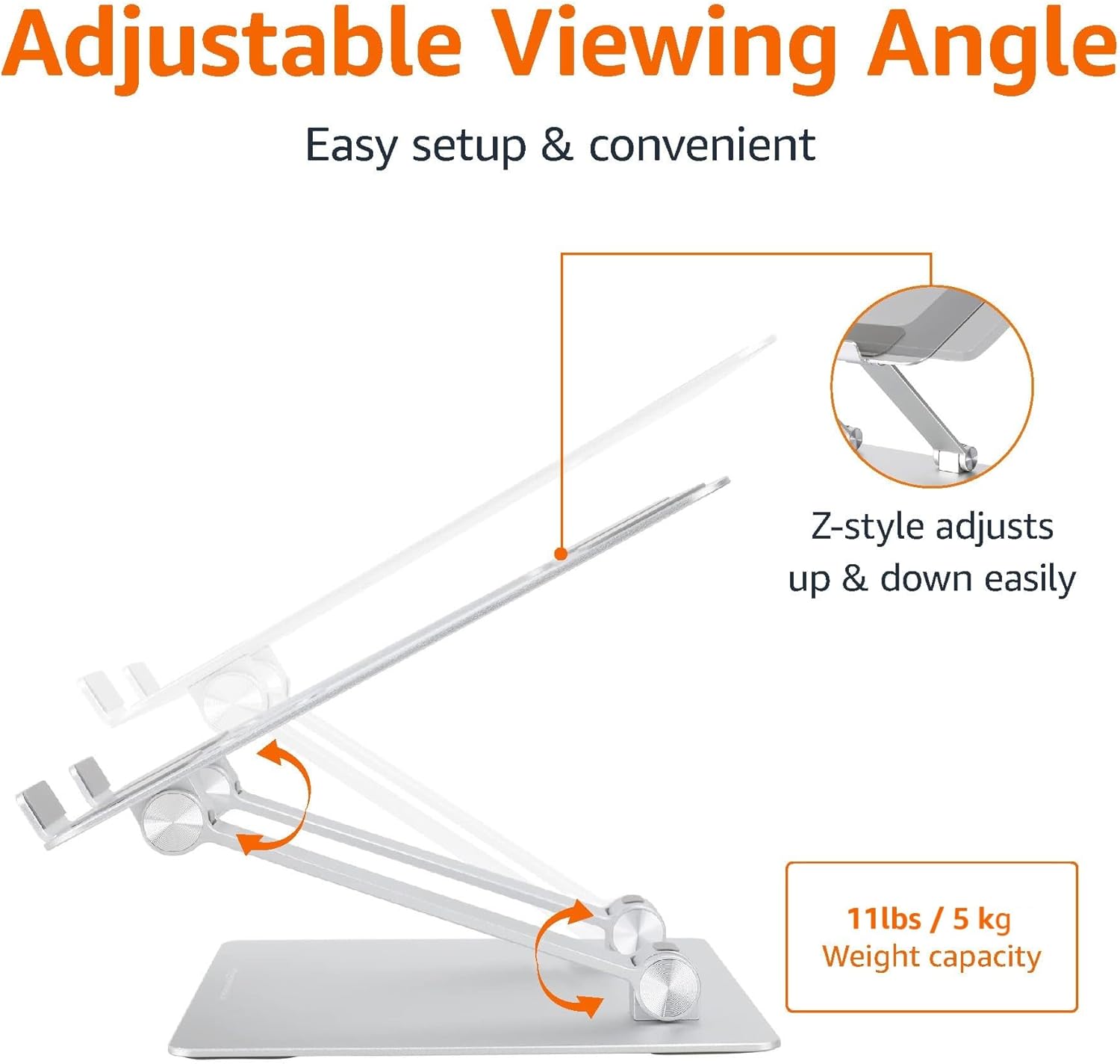 Sturdy and Portable Ergonomic Laptop Stand for Desk, Height Adjustable Riser with Ventilated Cooling, Foldable, Fits