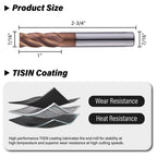 ALYICIA 7/16" Carbide Square End Mills Set 4 Flute HRC55 TISIN Coating 3PCS