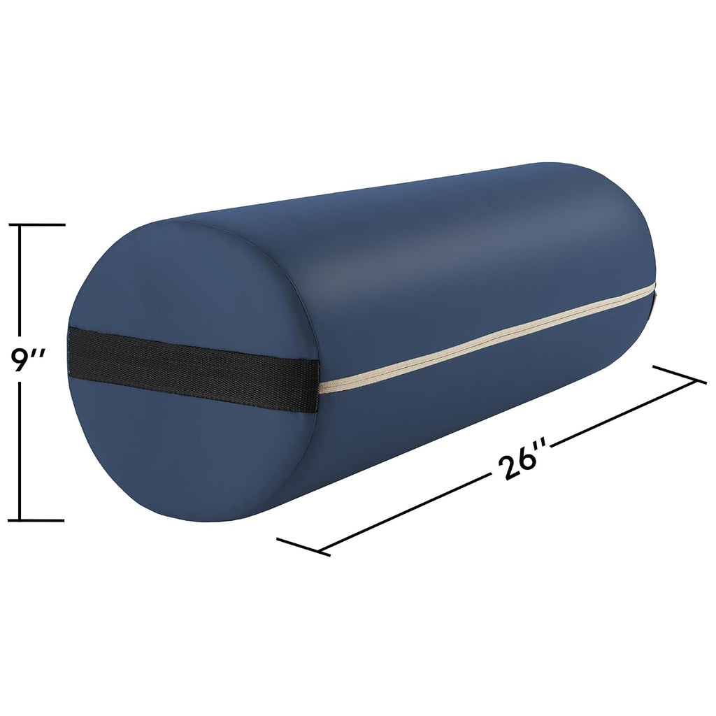 Jumbo Round Massage Table Bolster Pillow Pad - 26 x 9 Inch - Blue