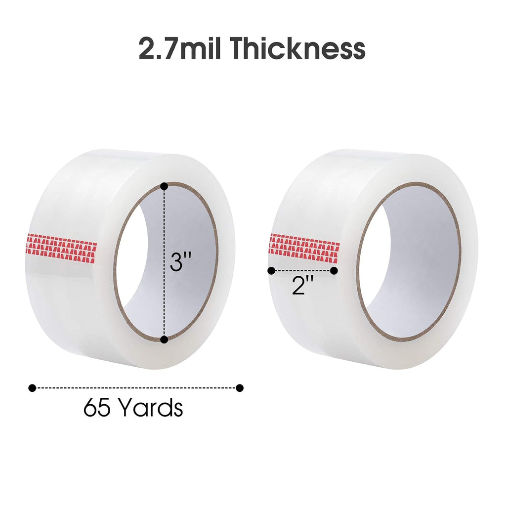 Clear Packing Tape, Heavy Duty Packaging Carton Tape for Shipping Packaing Moving Sealing, 2 Inch Wide, 2.7mil