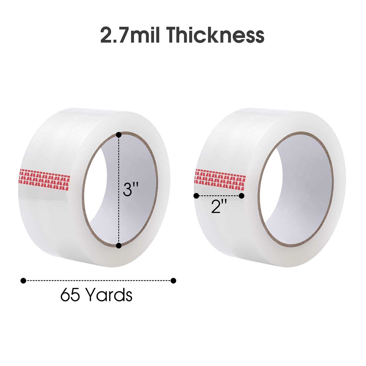 Clear Packing Tape, Heavy Duty Packaging Carton Tape for Shipping Packaing Moving Sealing, 2 Inch Wide, 2.7mil