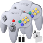 2 Pack Wireless N64 Controller for Switch Games, 2.4GHz N64 Remote Joystick Wireless Gamepad Compatible with Windows