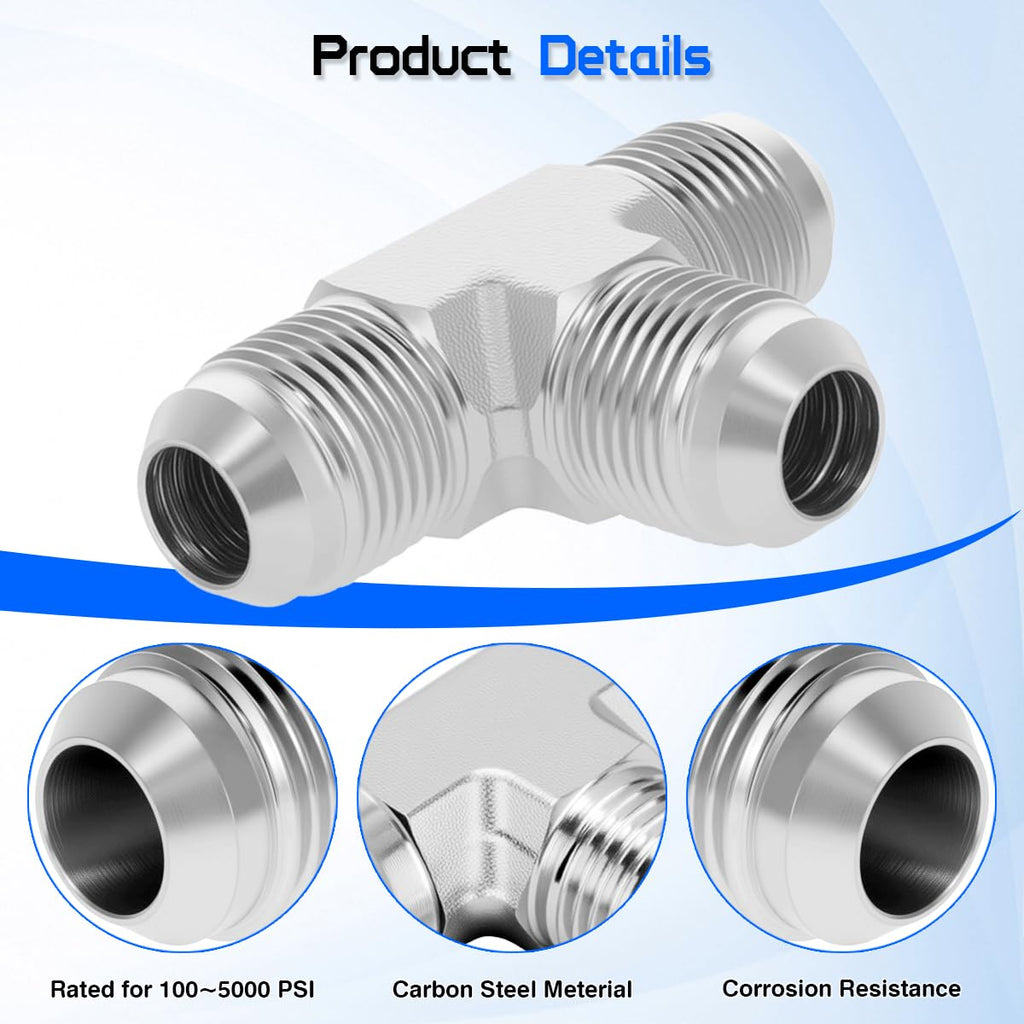 2603-08-08-08 JIC Male Tee Adapter 1/2" x 1/2" x 1/2" (3/4"-16 thread)