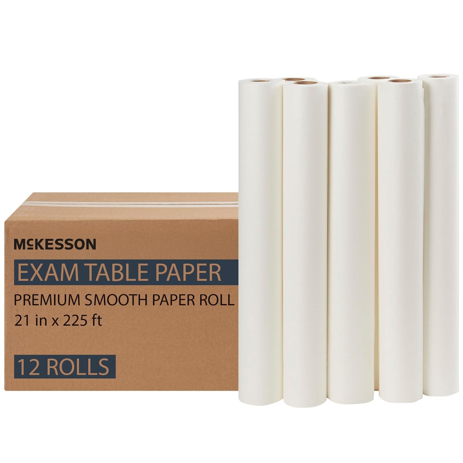 Medical Exam Table Paper, White, Waxing, 21 in x 225 ft, 12 Rolls | Bed Table Sheet Cover Ideal for Diaper Changing