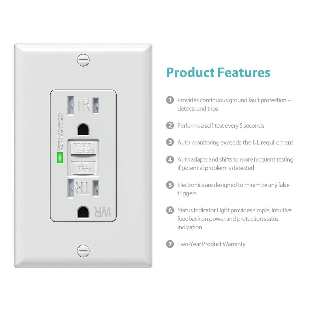 [10 Pack] WEBANG Self-Test GFCI Outlets, Tamper-Resistant and Weather-Resistant, GFCI Receptacle with LED Indicator