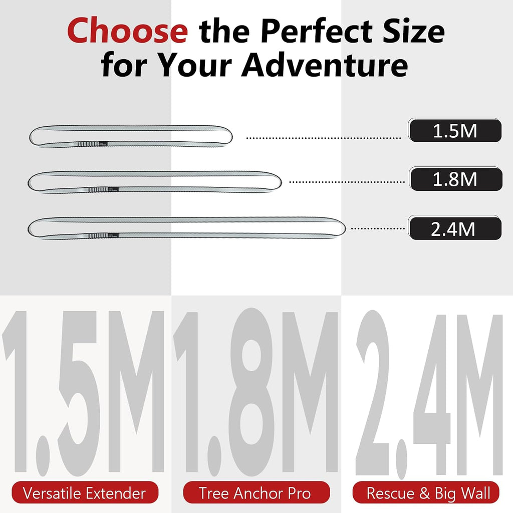 18mm Nylon Climbing Sling Runner, 23KN CE2008/EN566 Certified | Durable Nylon Webbing Straps for Rock Climbing