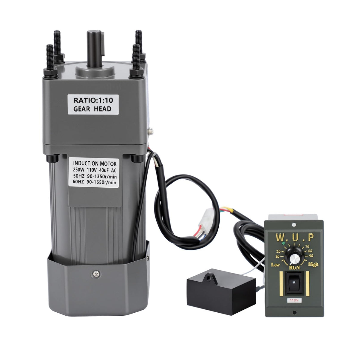 250W AC Variable Speed Motor with Speed Controller, Gear Reducer Motor 110V