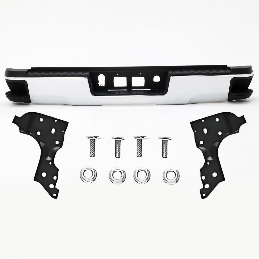 Rear Step Bumper Assembly for 2014-2018 Chevy Silverado 1500 Chrome Steel