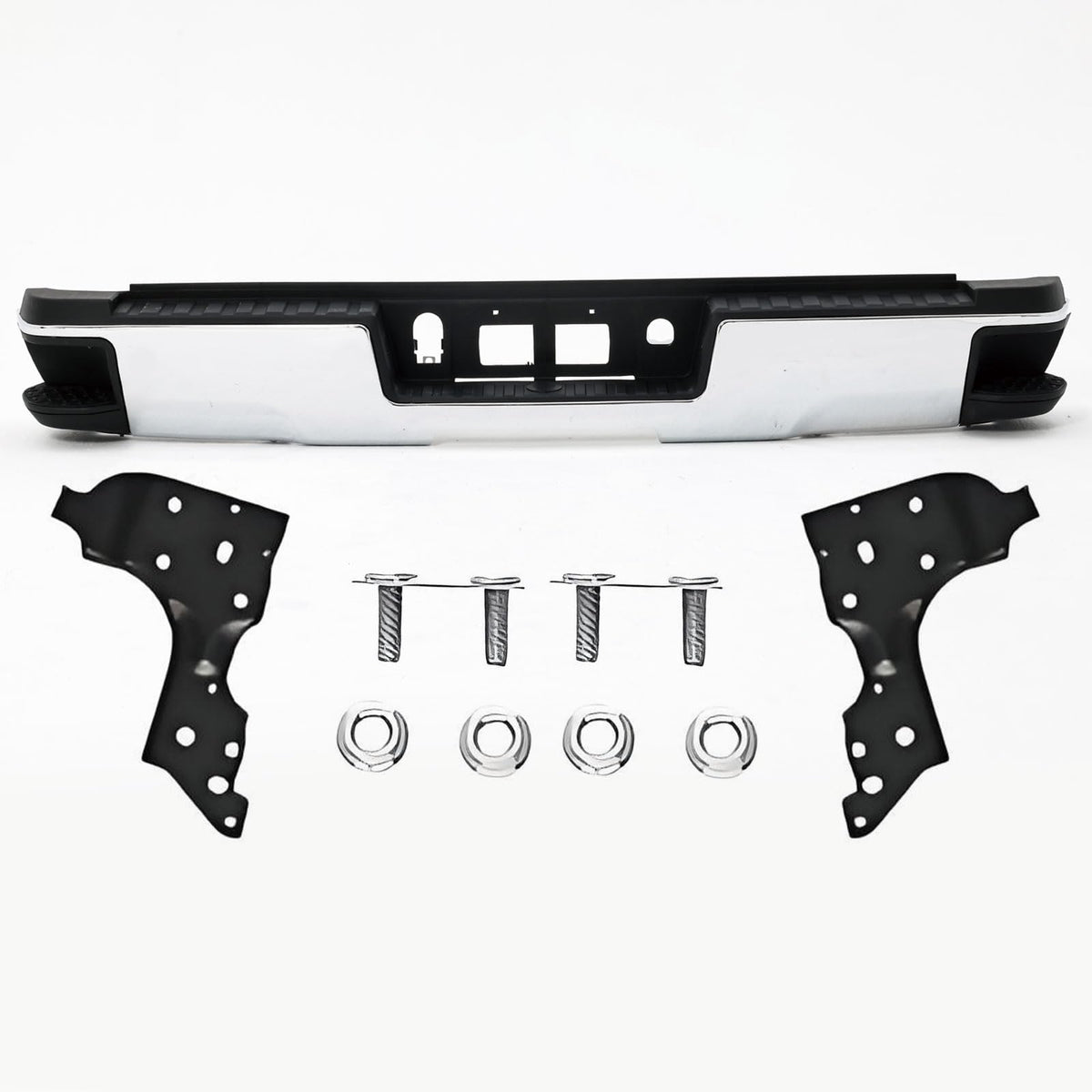 Rear Step Bumper Assembly for 2014-2018 Chevy Silverado 1500 Chrome Steel