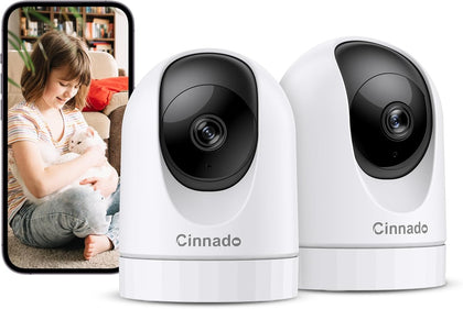 2K Indoor Security Camera with Alert for Pet/Cat/Nanny, D1 2Pack | Baby Monitor with 2.4Ghz Wi-Fi Camera & Audio
